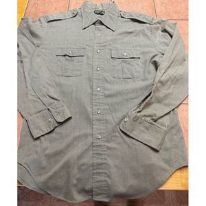 Vintage J.C. Penney Towncraft Sz XL‎ Tapered No Iron Brown Epaulets Safari Shirt